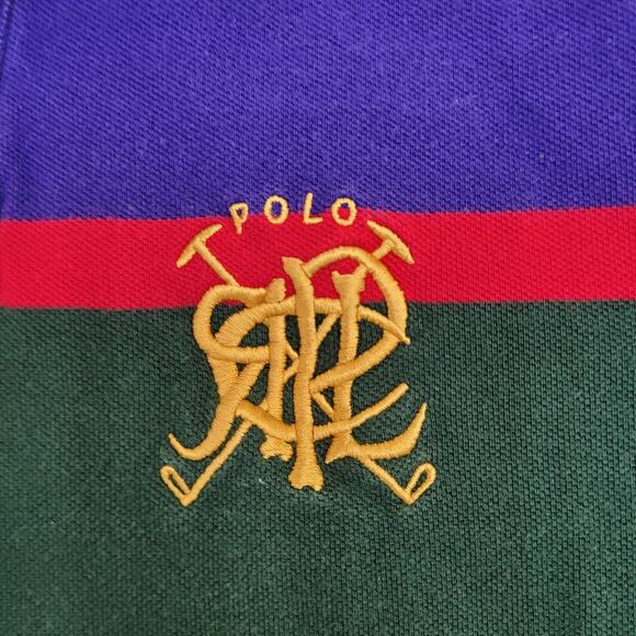 Ralph-Lauren Scribble Striped Polo Shirt S/M 18x25 Cropped - Picture 2 of 13